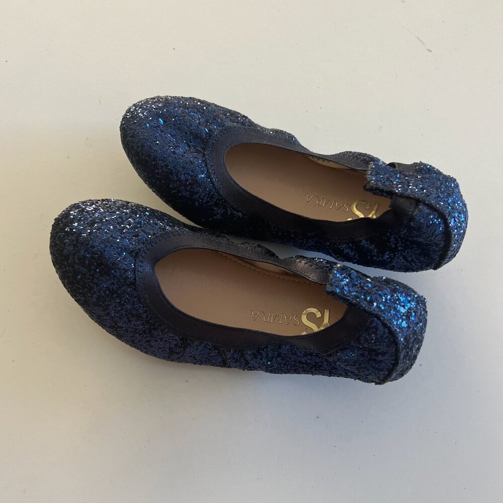 Girls' Yosi Samra Navy Blue Glitter Ballet Flats NWT Size 2